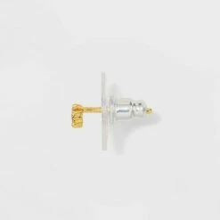 Flash Sale ❤️ Sterling Silver with Cubic Zirconia Multi Shape Stud Earring Set 4pc - A New Day™ Gold ⌛