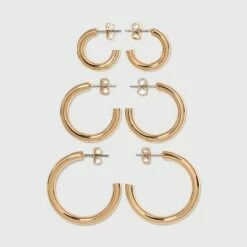 Cheapest 🌟 Pipe Hoop Earring Trio Set - A New Day™ Gold ✨