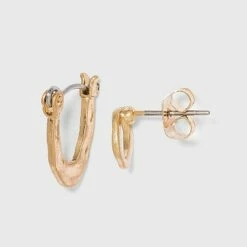 Deals 🥰 Hammered Metal Hoop and Stud Earring Set 3pc - A New Day™ Gold 😍