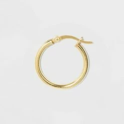 Coupon 😀 Sterling Silver Round Thin Hoop Earrings - A New Day™ Gold 🥰
