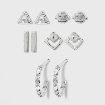 Coupon ๐ Sterling Silver with Cubic Zirconia Geometric Stud Earring Set 5pc - A New Day™ Silver ๐ฅ 4 Coupon ๐ Sterling Silver with Cubic Zirconia Geometric Stud Earring Set 5pc - A New Day™ Silver ๐ฅ - Image 2