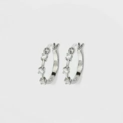 Cheap 😍 Sterling Silver Cubic Zirconia Click Top Hoop Earrings - A New Day™ Silver 🤩 -A New Day Sales 2022 unnamed file 1061