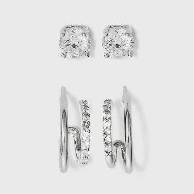Best reviews of ๐คฉ Sterling Silver Cubic Zirconia Double Post Hoop Earring Set 2pc - A New Day™ Silver ๐ 4 Best reviews of ๐คฉ Sterling Silver Cubic Zirconia Double Post Hoop Earring Set 2pc - A New Day™ Silver ๐ - Image 2