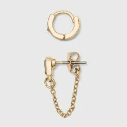 Outlet 💯 Crystal Glass Stud and Small Hoop Earring Set 8pc - A New Day™ Gold 🛒