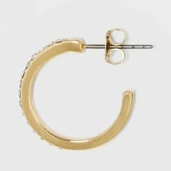 Deals ✔️ Pave Hoop and Charm Hoop Earring Set 8pc - A New Day™ 🔔