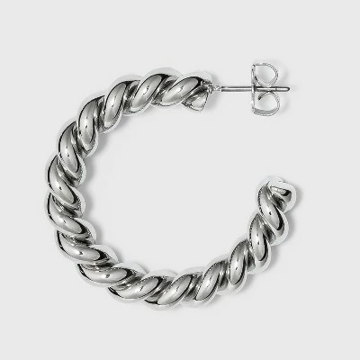 Coupon 😍 Medium Textured Hoop Earrings - A New Day™ Silver 😉 -A New Day Sales 2022 unnamed file 1108