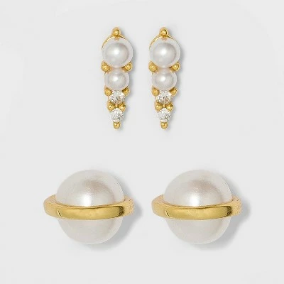 Brand new ๐ฅ Sterling Silver Freshwater Pearl Stud Earring Set 2pc - A New Day™ Gold ๐ 4 Brand new ๐ฅ Sterling Silver Freshwater Pearl Stud Earring Set 2pc - A New Day™ Gold ๐ - Image 2
