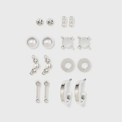 Wholesale ๐ Zinc Stud Earring Set 8pc- A New Day™ Silver ๐ฅ 4 Wholesale ๐ Zinc Stud Earring Set 8pc- A New Day™ Silver ๐ฅ - Image 2