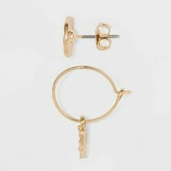 Best Pirce 🎉 Zinc Stud Earring Set 3pc - A New Day™ Gold ✨