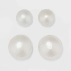 Buy 🎁 Freshwater Pearl Sterling Silver Stud Fine Jewelry Earrings 2pc - A New Day™ Silver/White ⌛ -A New Day Sales 2022 unnamed file 1204