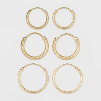 Flash Sale โจ Gold Over Sterling Silver Endless Hoop Fine Jewelry Earring Set 3pc - A New Day™ Gold ๐ 5 Flash Sale โจ Gold Over Sterling Silver Endless Hoop Fine Jewelry Earring Set 3pc - A New Day™ Gold ๐ - Image 3