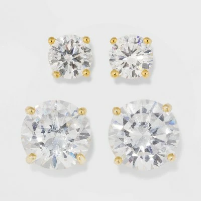 Best deal โ๏ธ Gold Over Sterling Silver Round Cubic Zirconia Stud Fine Jewelry Earring Set 2pc - A New Day™ Gold/Clear ๐ 5 Best deal โ๏ธ Gold Over Sterling Silver Round Cubic Zirconia Stud Fine Jewelry Earring Set 2pc - A New Day™ Gold/Clear ๐ - Image 3