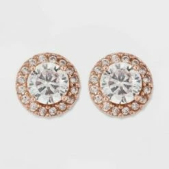 Best reviews of 👍 Rose Gold Over Sterling Silver Halo Cubic Zirconia Stud Fine Jewelry Earrings - A New Day™ Rose Gold/Clear 🧨 -A New Day Sales 2022 unnamed file 1219
