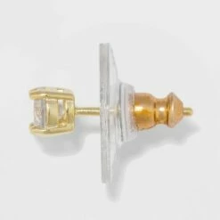 Discount ❤️ Gold Over Sterling Silver Cubic Zirconia Stud Fine Jewelry Earring Set 3pc - A New Day™ Gold/Clear 👏