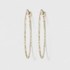 Best Pirce 🛒 Hoop with Pave Stones Earrings - A New Day™ Gold ✔️ -A New Day Sales 2022 unnamed file 1325