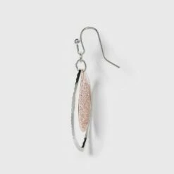 Best deal ๐ Leaf and Open Oval Drop Earrings - A New Day™ Silver/Rose Gold โญ