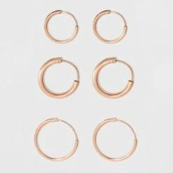Best deal 🥰 Endless Hoop Rose Gold Over Sterling Silver Small Three Earring Set 3pc- A New Day™ Rose Gold ❤️