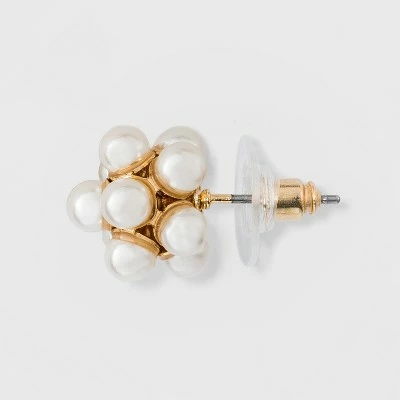 Outlet 🥰 Simulated Pearl Stud Earrings - A New Day™ Gold 🤩 3 Outlet 🥰 Simulated Pearl Stud Earrings - A New Day™ Gold 🤩