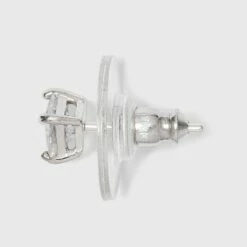 Flash Sale 😀 Cubic Zirconia and Sterling Silver Round and Square Stud Earring Set 3pc - A New Day™ Silver/Clear 🔥