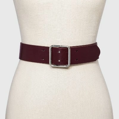 Budget 🤩 Women's Double Center Prong Belt - A New Day™ Burgundy ✨ 3 Budget 🤩 Women's Double Center Prong Belt - A New Day™ Burgundy ✨