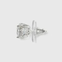 Promo ✔️ Sterling Silver Cubic Zirconia Duo Stud Earring Set 2pc - A New Day™ Clear 🤩