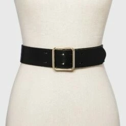Best Sale 😍 Women's Double Center Prong Belt - A New Day™ Black 🎁