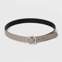 Flash Sale ❤️ Women's Oval Tapered Center Bar Reversible Belt - A New Day™ Black/Gray 😍