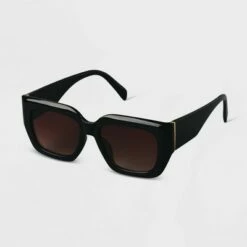 Brand new 😍 Women's Plastic Angular Square 👓 Sunglasses - A New Day™ Black 👏