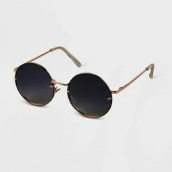 Discount 🔥 Women's Oversized Metal Round 👓 Sunglasses - A New Day™ Gold 🎁