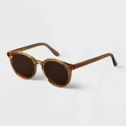 Cheap ⌛ Women's Acetate Round 👓 Sunglasses - A New Day™ Brown 👏