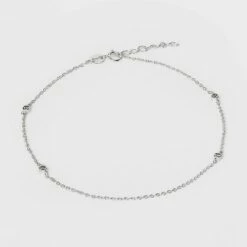Cheapest 🎁 Sterling Silver Stationed Cubic Zirconia Anklet - A New Day™ Silver 🎉