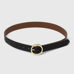 Deals 😀 Women's Oval Tapered Center Bar Reversible Belt - A New Day™ Cognac/Black ❤️