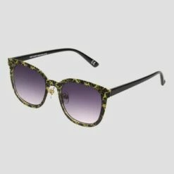Outlet ✨ Women's Matte Animal Print Square 👓 Sunglasses - A New Day™ Yellow/Black 🛒