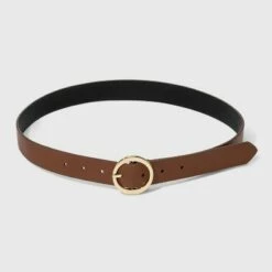 Deals 😀 Women's Oval Tapered Center Bar Reversible Belt - A New Day™ Cognac/Black ❤️ -A New Day Sales 2022 unnamed file 174