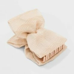 Hot Sale 👍 Textured Chiffon with Bow Claw Hair Clip - A New Day™ Off-White 😀