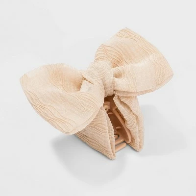 Hot Sale 👍 Textured Chiffon with Bow Claw Hair Clip - A New Day™ Off-White 😀 4 Hot Sale 👍 Textured Chiffon with Bow Claw Hair Clip - A New Day™ Off-White 😀 - Image 2