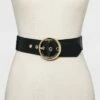 Promo ✔️ Women's Round Buckle Belt - A New Day™ Black 😉