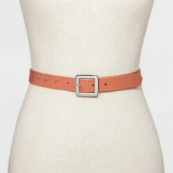 Discount 👏 Women's Chunky Center Bar Belt - A New Day™ Apricot Orange 🔥