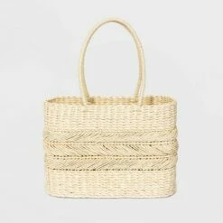 Flash Sale 🥰 Straw Tote 👜 Handbag - A New Day™ Light Beige 👍 -A New Day Sales 2022 unnamed file 2065