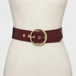 Cheap 🛒 Women's Round Buckle Belt - A New Day™ Burgundy 👍