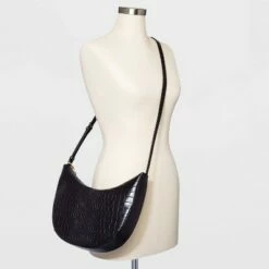Buy 💯 Oval Shoulder 👜 Handbag - A New Day™ Black/alligator Print 🧨