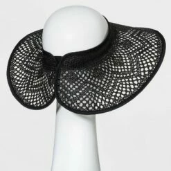 Outlet 🌟 Women's Wide Brim Straw Visor Hat - A New Day™ Black ⌛