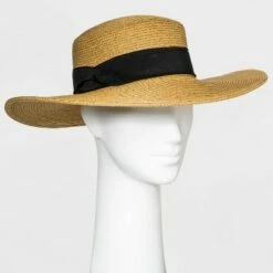 Outlet 💯 Women's Straw Boater Hat - A New Day™ Black 🎁 -A New Day Sales 2022 unnamed file 2280