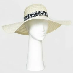 Promo 👏 Women's Wide Brim Straw Hat - A New Day™ Off White 👏