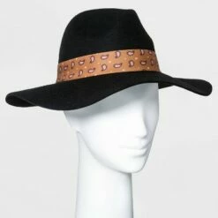 Promo 🎁 Women's Wide Brim Fedora Hat with Scarf Band - A New Day™ Black 🧨 -A New Day Sales 2022 unnamed file 2337