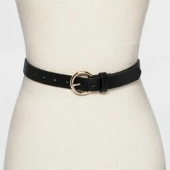 Coupon 🤩 Women's Round Buckle Belt - A New Day™ Black 😍