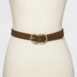 Best Pirce 👏 Women's Double Buckle Belt - A New Day™ Brown 🎁