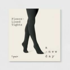 Flash Sale 👍 Women's Flat Knit Fleece Lined Tights - A New Day™ Charcoal Heather 🎁