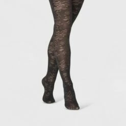 Discount 🤩 Women's Airy Floral Tights - A New Day™ Black 🤩 -A New Day Sales 2022 unnamed file 2645