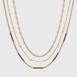 Best deal 🔥 Beaded Chain Necklace Set 3pc - A New Day™ Rust 🌟 -A New Day Sales 2022 unnamed file 2850